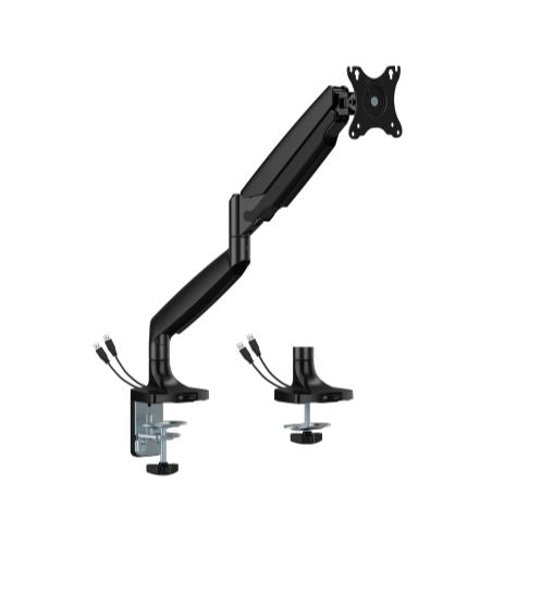 BrateckLDT82-C012UC SINGLE SCREEN HEAVY-DUTY GAS SPRING MONITOR ARM WITH USB PORTS For most 17'~45' Monitors, Matte Black BrateckLDT82-C012UC SINGLE SCREEN HEAVY-DUTY GAS SPRING MONITOR ARM WITH USB PORTS For most 17'~45' Monitors, Matte Black